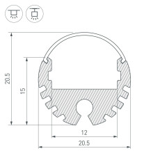 Профиль ROUND-D20-2000 ANOD (Arlight, Алюминий)