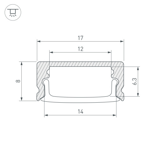 Профиль LINE-1708-2000 ANOD BLACK (Arlight, Алюминий)