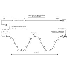 Светодиодная гирлянда ARD-STRING-CLASSIC-10000-BLACK-95LED-LIVE RGBW-DMX (24V, 10W) (Ardecoled, IP65)