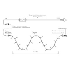 Светодиодная гирлянда ARD-STRING-CLASSIC-1000-CLEAR-100LED-PULSE Blue (230V, 7W) (Ardecoled, IP65)