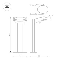 Светильник LGD-EYE-BOLL-H900-6W Warm3000 (GR, 117 deg, 230V) (Arlight, IP54 Металл, 3 года)
