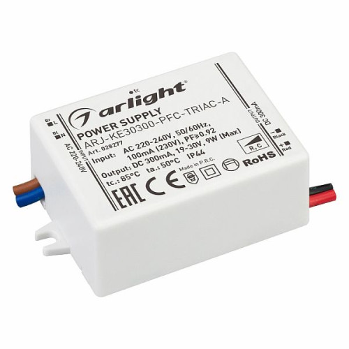 Блок питания ARJ-KE30300-PFC-TRIAC-A (9W, 300mA) (Arlight, IP44 Пластик, 5 лет)