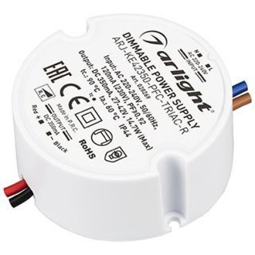 Блок питания ARJ-KE42350-PFC-TRIAC-R (15W, 350mA) (Arlight, IP44 Пластик, 5 лет)