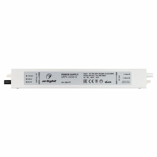 Блок питания ARPV-24040-D (24V, 1.7A, 40W) (Arlight, IP67 Металл, 3 года)