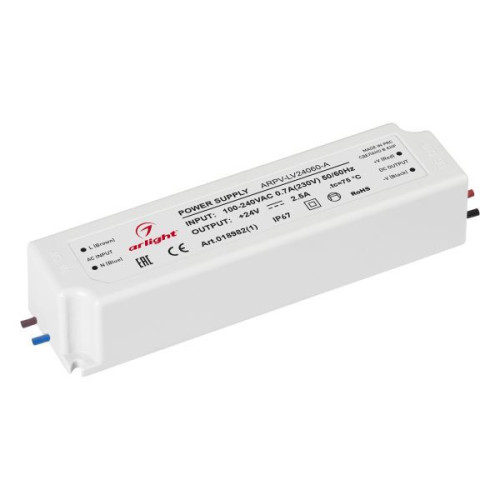 Блок питания ARPV-LV24060-A (24V, 2.5A, 60W) (Arlight, IP67 Пластик, 3 года)