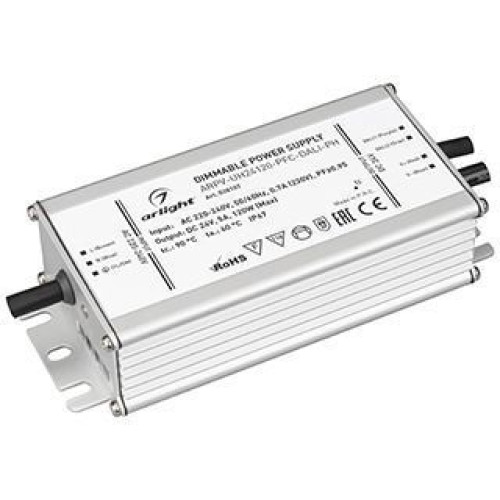 Блок питания ARPV-UH24120-PFC-DALI-PH (24V, 5.0A, 120W) (Arlight, IP67 Металл, 7 лет)