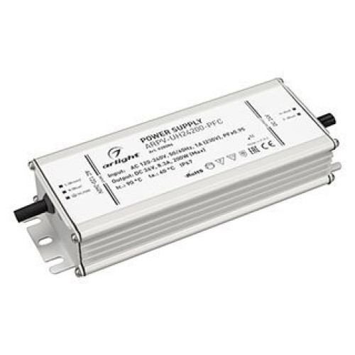 Блок питания ARPV-UH24200-PFC (24V, 8.3A, 200W) (Arlight, IP67 Металл, 7 лет)