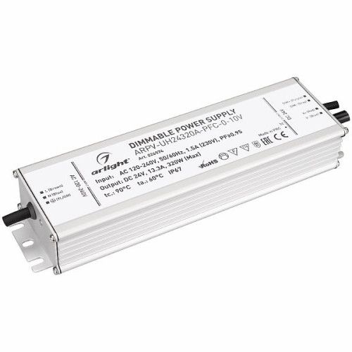 Блок питания ARPV-UH24320A-PFC-0-10V (24V, 13.3A, 320W) (Arlight, IP67 Металл, 7 лет)