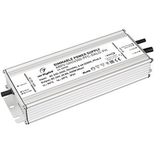 Блок питания ARPV-UH24500-PFC-DALI2-PH (24V, 20.8A, 500W) (Arlight, IP67 Металл, 7 лет)