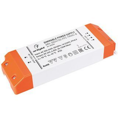 Блок питания ARV-SN24150-PFC-TRIAC-B (24V, 6.25A, 150W) (Arlight, IP20 Пластик, 3 года)