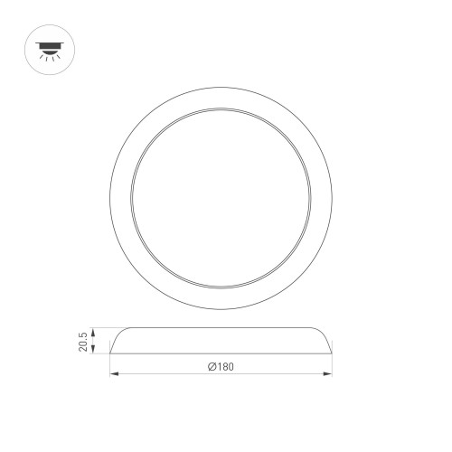 Светильник CL-FIOKK-R180-12W Day4000-MIX (WH, 120 deg, 230V) (Arlight, IP44 Пластик, 3 года)