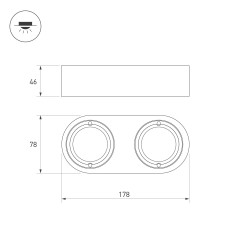 Корпус PLURIO-BASE-SURFACE-RS179x78 (BK, 1-2, 200mA) (Arlight, IP20 Металл, 3 года)