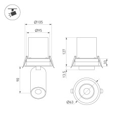 Светильник LTD-PULL-R100-10W Warm3000 (WH, 24 deg, 230V) (Arlight, IP20 Металл, 5 лет)