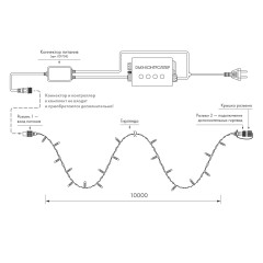 Светодиодная гирлянда ARD-STRING-PRO-10000-BLACK-95LED-MILK-LIVE RGBW-DMX (24V, 10W) (Ardecoled, IP65)