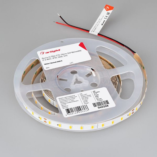 Светодиодная Лента ULTRA-C72-10mm 24V White6000 (7.2 W/m, IP20, 5630, 5m) (Arlight, высок.эфф.200 лм/Вт)