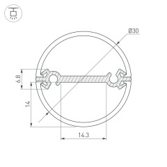 Профиль ROUND-D30-DUAL-2000 ANOD (Arlight, Алюминий)