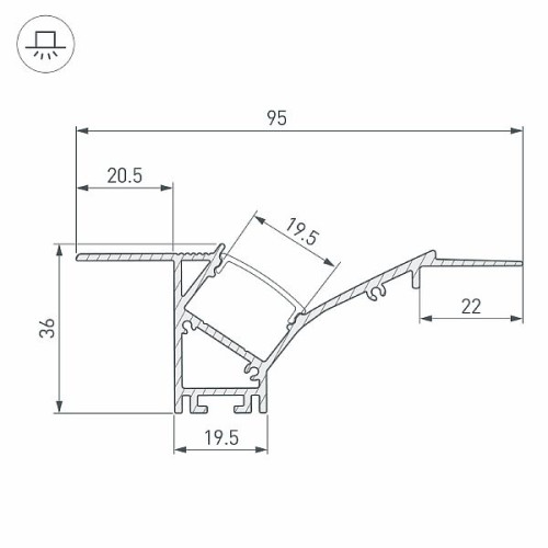 Профиль FANTOM-W45-BEVEL-2000 WHITE (Arlight, Алюминий)