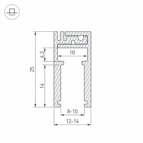 Профиль KLUS-GLASS-810-2000 ANOD (Arlight, Алюминий)