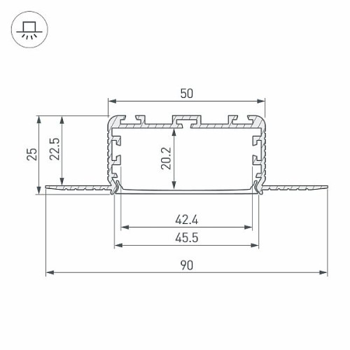 Профиль KLUS-POWER-W50H25-F-HIDE-2000 (Arlight, Алюминий)