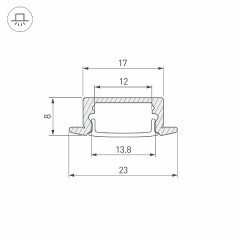 Профиль LINE-2308-F-2000 ANOD GOLD (Arlight, Алюминий)