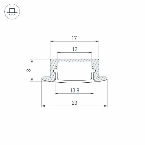 Профиль LINE-2308-F-2000 ANOD GOLD (Arlight, Алюминий)