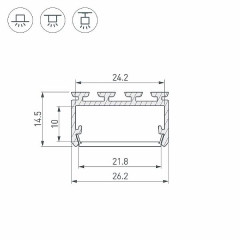 Профиль PLS-LOCK-H15-2000 ANOD (Arlight, Алюминий)