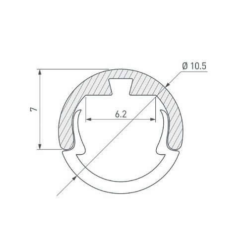 Профиль ROUND-D10.5-2000 ANOD (Arlight, Алюминий)