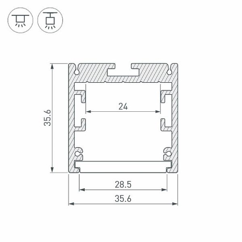 Профиль SL-ARC-3535-LINE-2500 BLACK (Arlight, Алюминий)