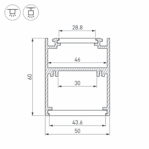 Профиль SL-ARC-5060-LINE-2500 WHITE (Arlight, Алюминий)