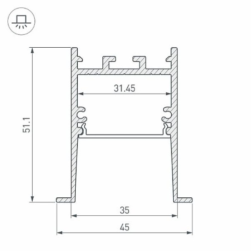 Профиль SL-COMFORT-4551-F-2000 ANOD BLACK (Arlight, Алюминий)