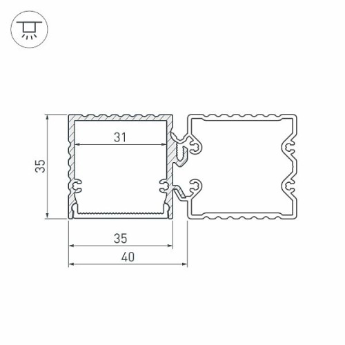 Профиль с экраном ALU-BASE-PW35S-2000 ANOD+FROST AG (Arlight, Металл)