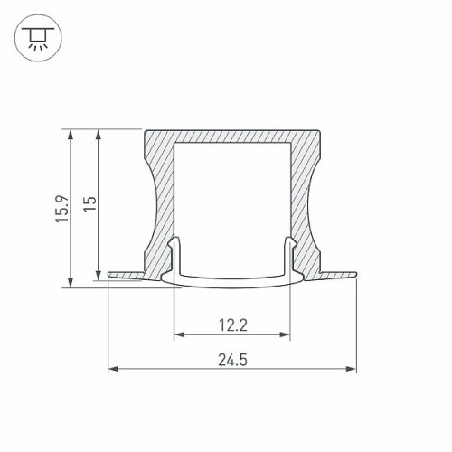 Профиль с экраном ALU-SLIM-H15-F-2000 ANOD+FROST (Arlight, Алюминий)