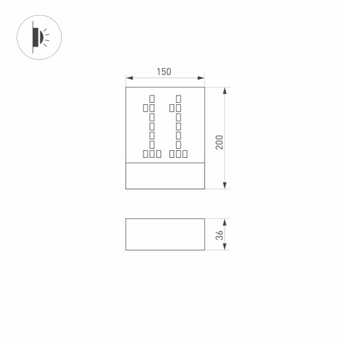 Светильник LGD-SIGN-WALL-S150x200-3W Warm3000 (RS, 148 deg, 230V) (Arlight, IP54 Металл, 3 года)