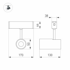 Светильник CLIP-38-SPOT-R146-6W Warm3000 (BK, 24 deg, 24V) (Arlight, IP40 Металл, 3 года)