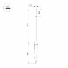 Светильник KT-CANNA-L500-1W Warm3000 (DG, 110 deg, 24V) (Arlight, IP65 Металл, 3 года)