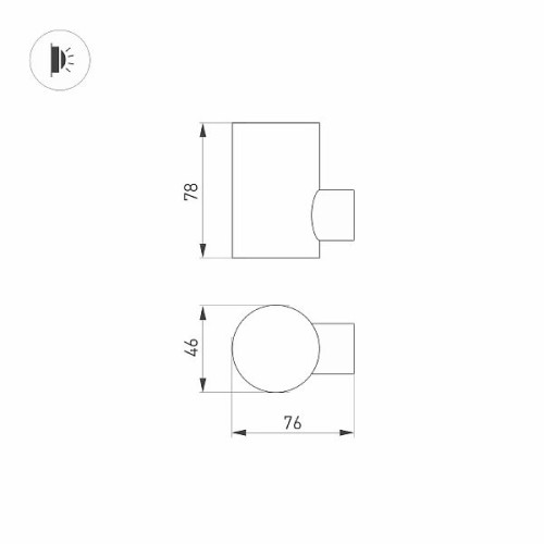 Светильник KT-RAY-WALL-R46-3W Warm3000 (GR, 24 deg, 24V) (Arlight, IP65 Металл, 3 года)