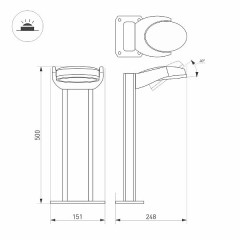 Светильник LGD-EYE-BOLL-H500-6W Warm3000 (GR, 117 deg, 230V) (Arlight, IP54 Металл, 3 года)