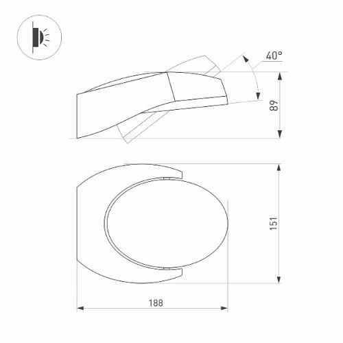 Светильник LGD-EYE-WALL-6W Warm3000 (GR, 117 deg, 230V) (Arlight, IP54 Металл, 3 года)