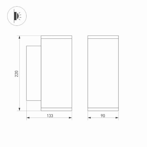 Светильник LGD-FORMA-WALL-TWIN-R90-2x12W Day4000 (GR, 44 deg, 230V) (Arlight, IP54 Металл, 3 года)