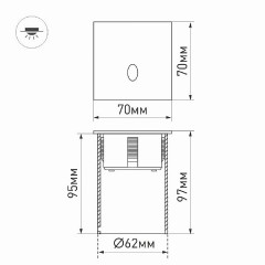 Светильник LT-GAP-S70x70-3W Warm3000 (BK, 30deg, 230V) (Arlight, IP65 Металл, 3 года)