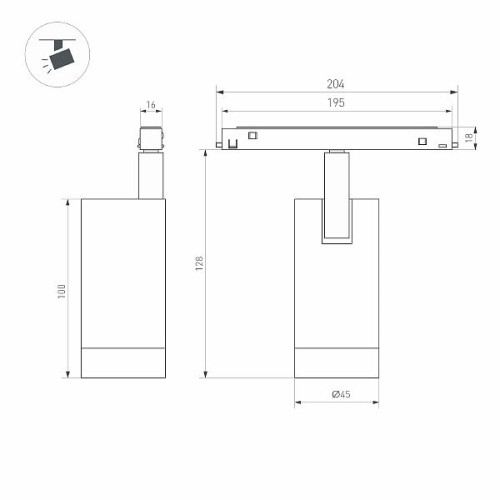 Светильник MAG-ORIENT-SPOT-R45-12W Warm3000 (BK, 24 deg, 48V, DALI) (Arlight, IP20 Металл, 5 лет)