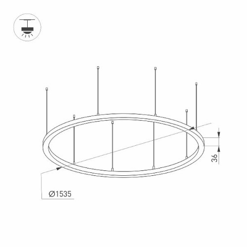 Светильник SP-LINE-HANG-ARC-O3535-D1500-124W Day4000 (BLACK, 230V) (Arlight, Металл)