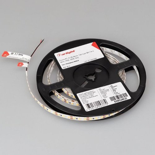 Светодиодная Лента RT-A120-8mm 12V Cool 8K (14.4 W/m, IP20, 2835, 5m) (Arlight, Открытый)