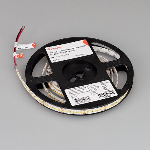 Светодиодная Лента RT-A240-10mm 24V Warm3000 (22 W/m, IP20, 2835, 5m) (Arlight, высок.эфф.150 лм/Вт)