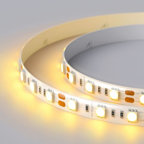 Светодиодная Лента RTW 2-5000SE 12V Yellow 2x (5060, 300 LED, LUX) (Arlight, 14.4 Вт/м, IP65)