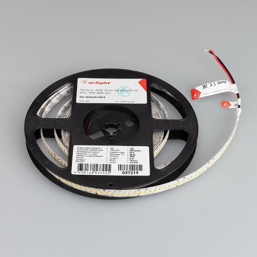 Светодиодная Лента UL-A200-10mm 24V Day4000 (20 W/m, IP20, 2835, 5m) (Arlight, высок.эфф.150 лм/Вт)