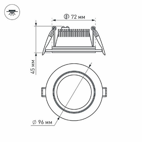 Светодиодная панель LT-R96WH 6W Warm White 120deg (Arlight, IP40 Металл, 3 года)