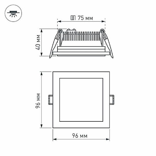 Светодиодная панель LT-S96x96WH 6W Warm White 120deg (Arlight, IP40 Металл, 3 года)
