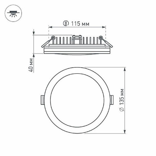 Светодиодная панель LTD-135SOL-20W Day White (Arlight, IP44 Пластик, 3 года)