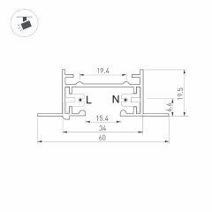 Трек LGD-2TR-TRACK-F-1000-WH-M (C) (Arlight, IP20 Металл, 3 года)